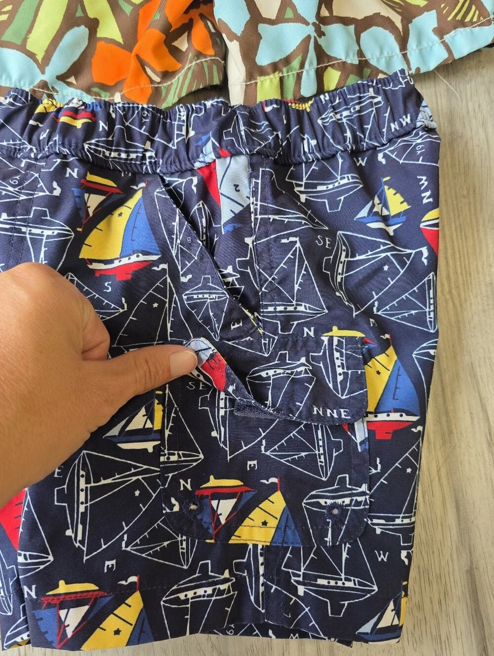 Baby Gap Swim Trunks Lot 2 Boys 6-12 Months Floral Sailboat Mesh Lined
